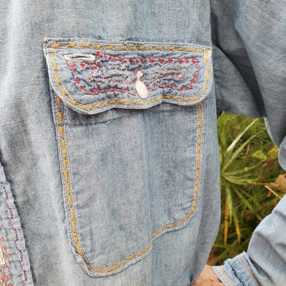 Vintage 68'-'72, Distressed PENNY'S Big Mac Chambray Button Down Shirt